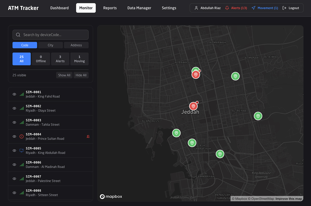 ATM Tracker · Fleet Monitor
