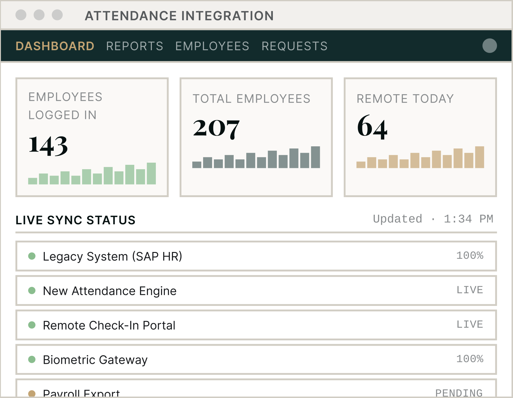 Attendance Integration · Dashboard